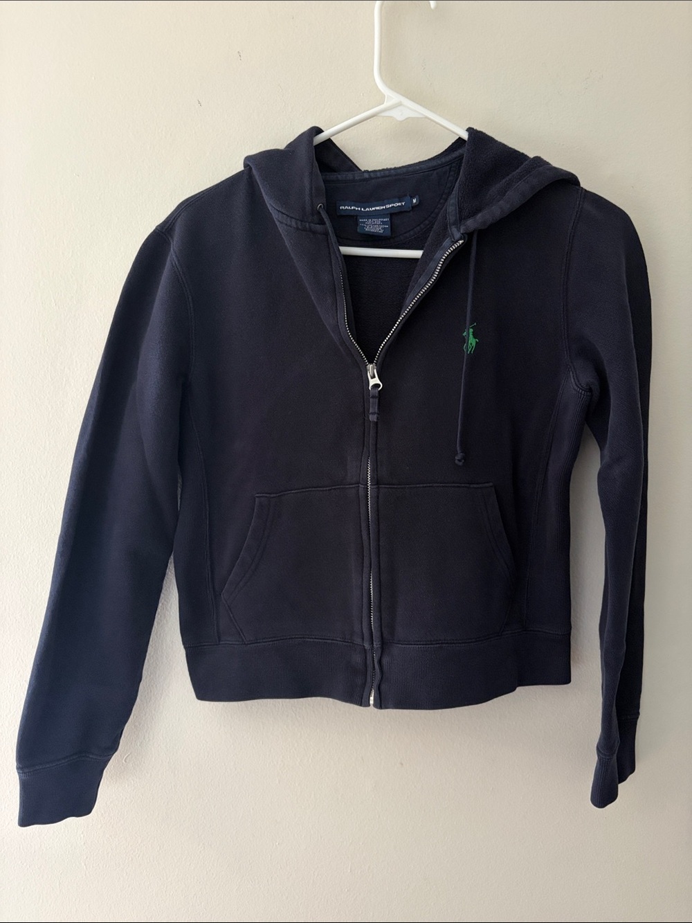Ralph Lauren Navy Zip-Up Hoodie with Green Pony